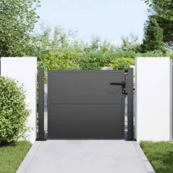 vidaXL Tuinpoort 110 x 105 cm Gepoedercoat staal Zwart Vergrendelbaar
