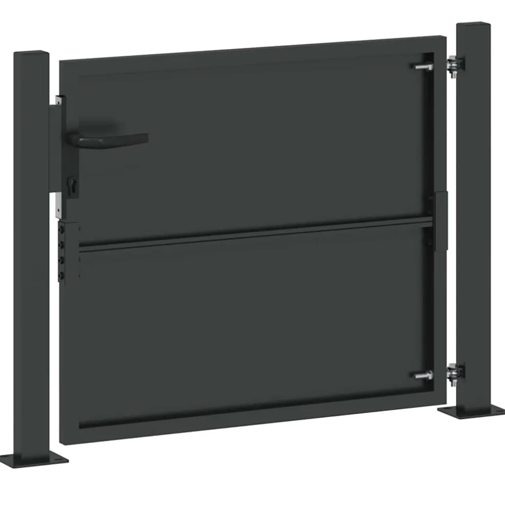 vidaXL Tuinpoort 110 x 105 cm Gepoedercoat staal Zwart Vergrendelbaar