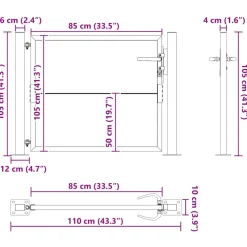 vidaXL Tuinpoort 110 x 105 cm Gepoedercoat staal Zwart Vergrendelbaar
