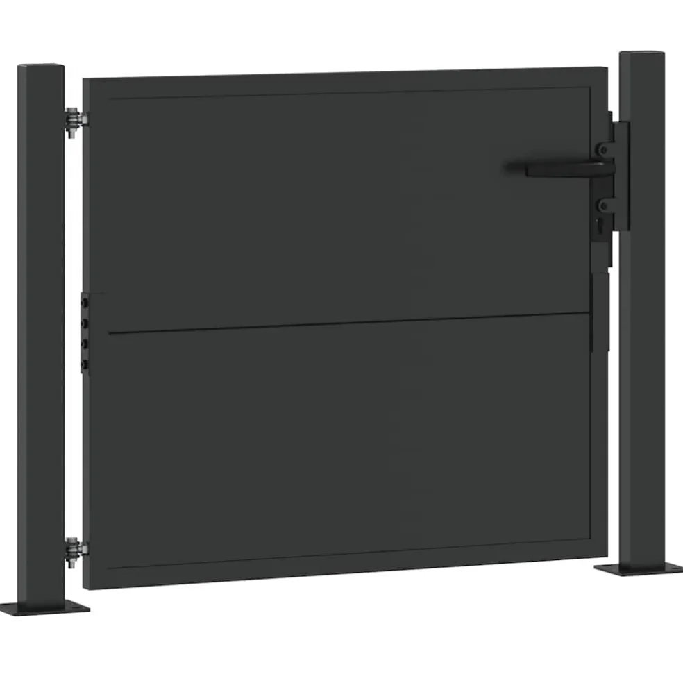 vidaXL Tuinpoort 110 x 105 cm Gepoedercoat staal Zwart Vergrendelbaar