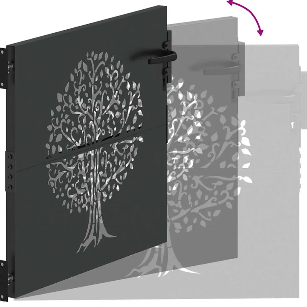 vidaXL Tuinpoort 85 x 100 cm Poedergecoat staal Zwart Vergrendelbaar