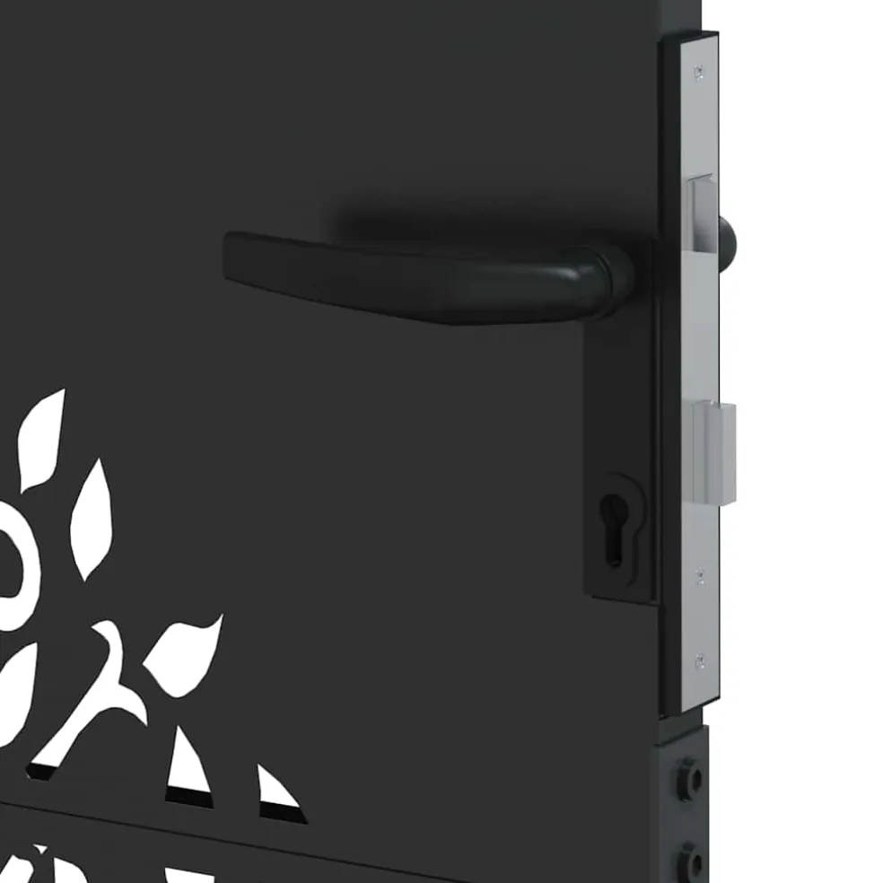 vidaXL Tuinpoort 85 x 100 cm Poedergecoat staal Zwart Vergrendelbaar