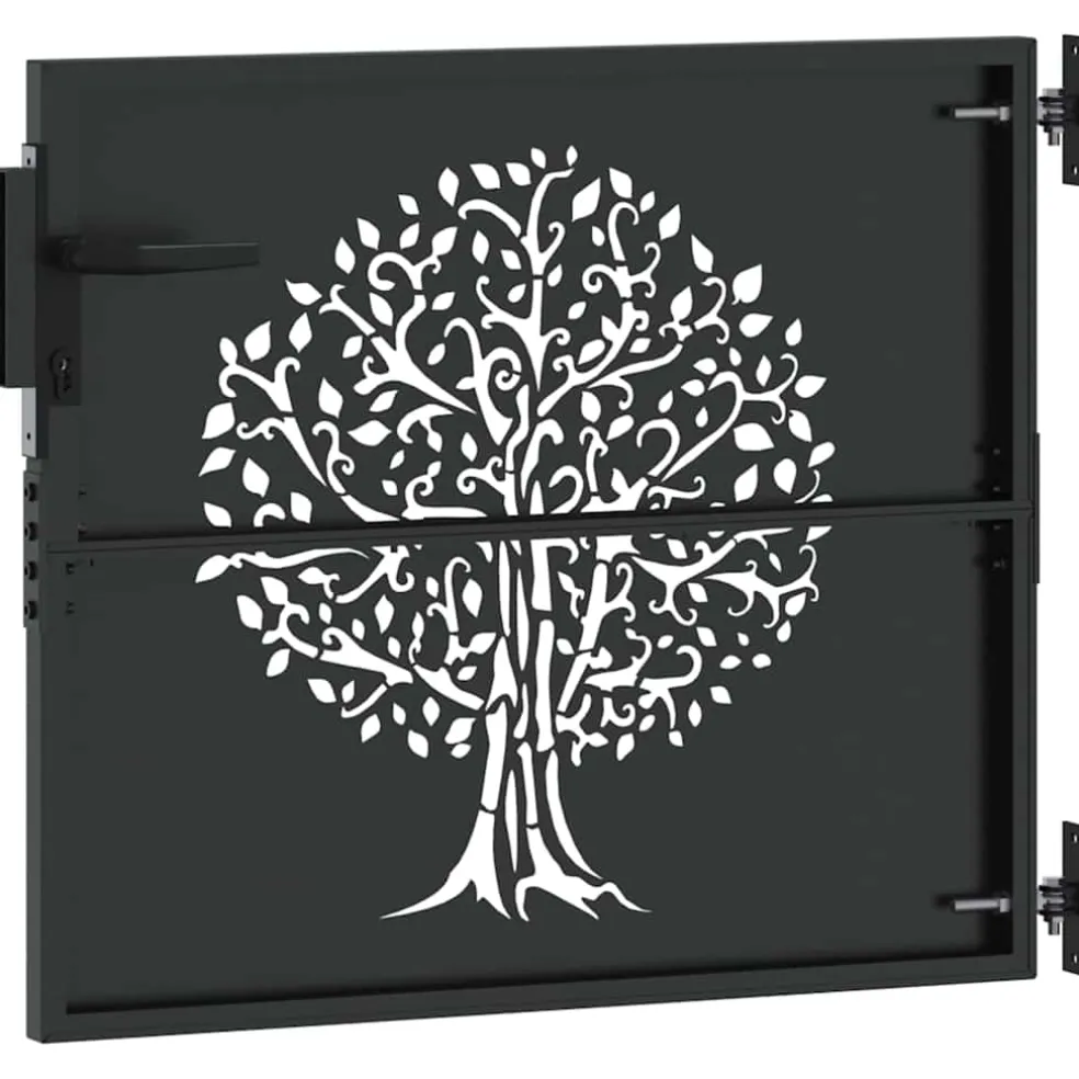vidaXL Tuinpoort 85 x 100 cm Poedergecoat staal Zwart Vergrendelbaar