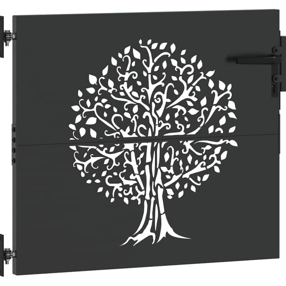 vidaXL Tuinpoort 85 x 100 cm Poedergecoat staal Zwart Vergrendelbaar