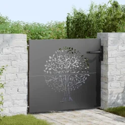 vidaXL Tuinpoort 85 x 100 cm Poedergecoat staal Zwart Vergrendelbaar