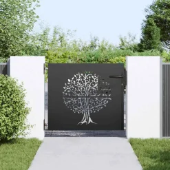 vidaXL Tuinpoort 85 x 100 cm Poedergecoat staal Zwart Vergrendelbaar