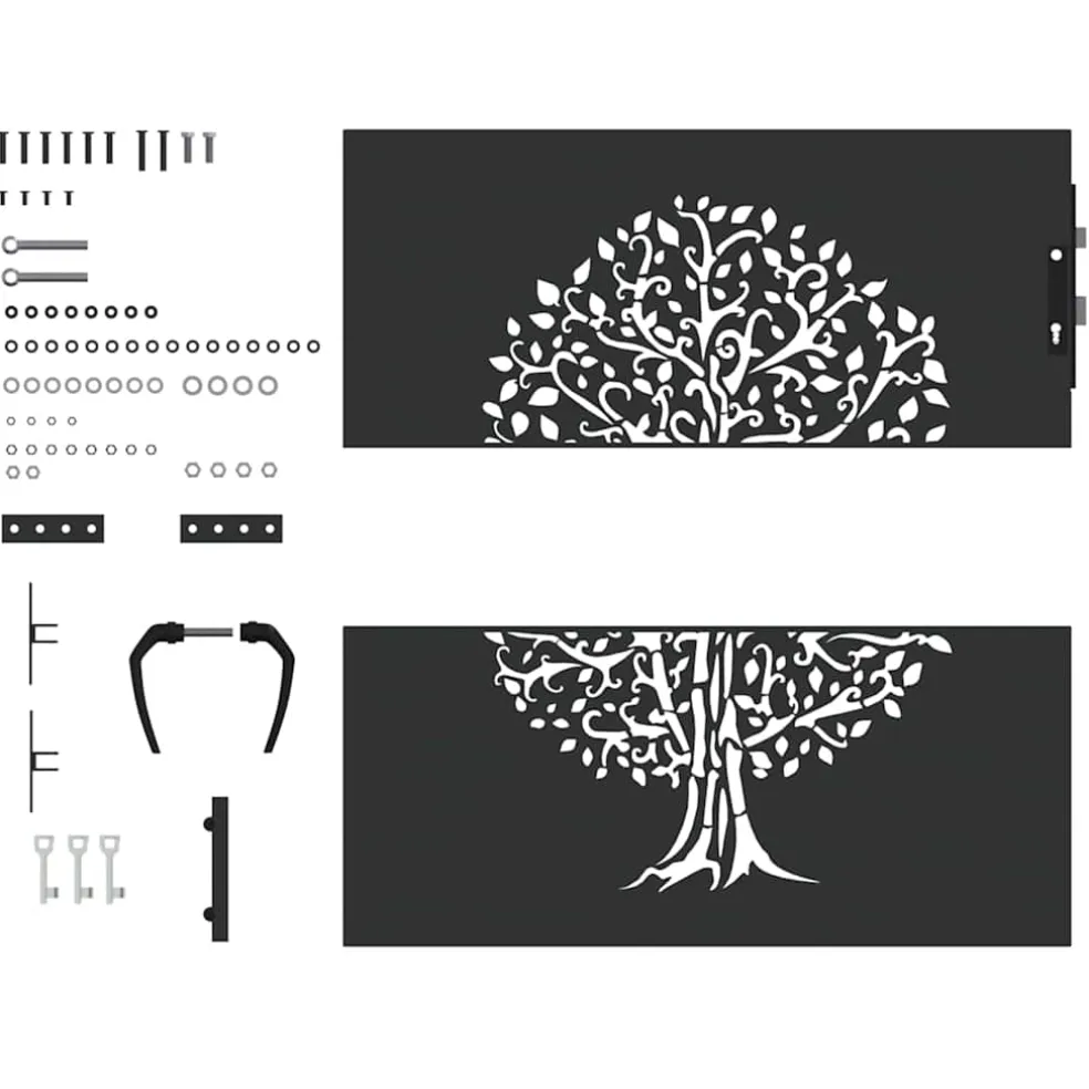 vidaXL Tuinpoort 85 x 100 cm Poedergecoat staal Zwart Vergrendelbaar