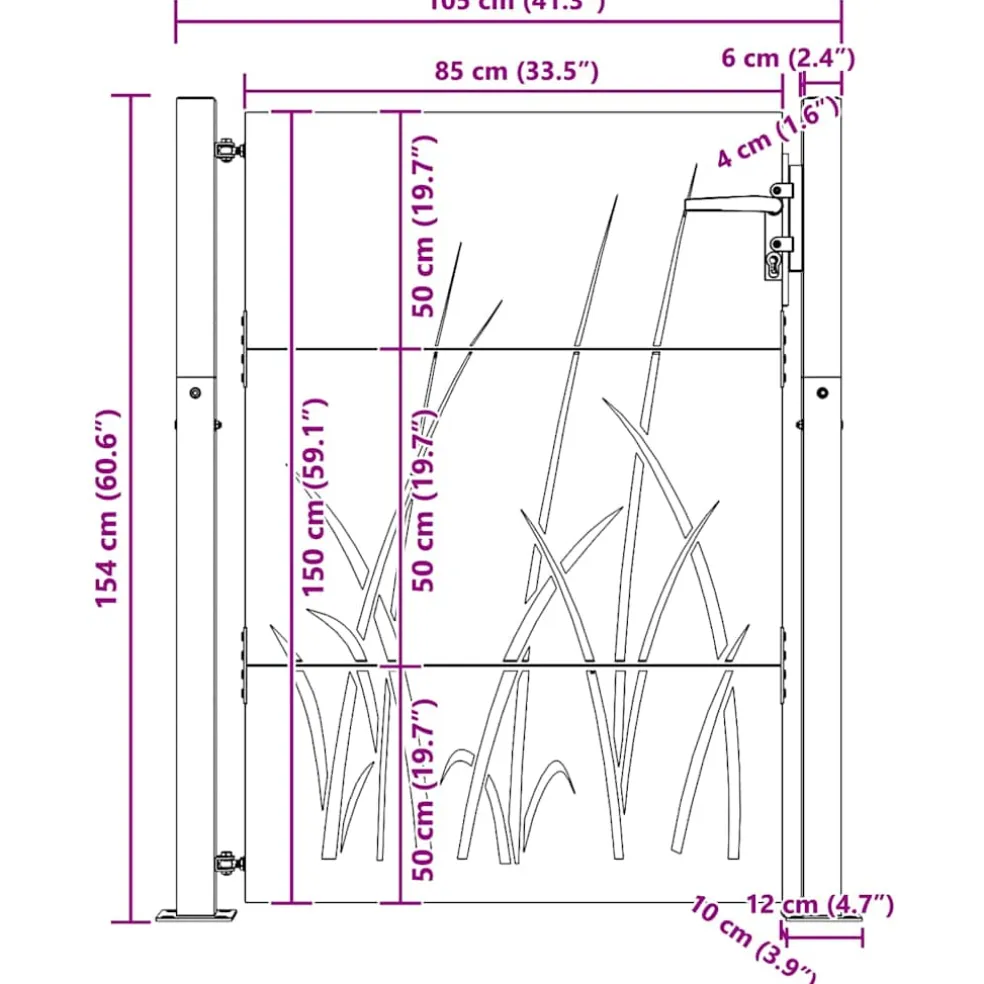 vidaXL Tuinpoort 100 x 150 cm Poedergecoat staal Zwart Vergrendelbaar
