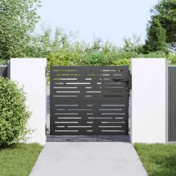 vidaXL Tuinpoort 85 x 100 cm Poedergecoat staal Zwart Vergrendelbaar