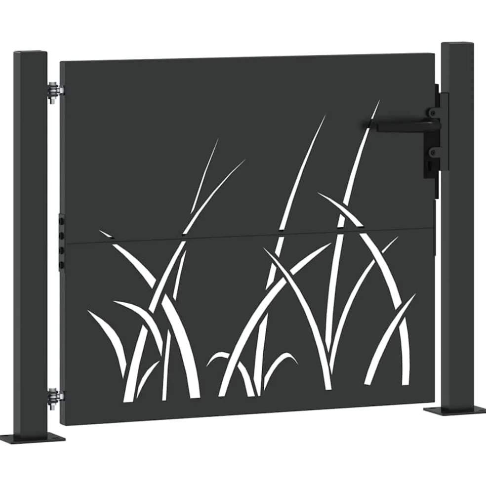 vidaXL Tuinpoort 110 x 105 cm Poedergecoat staal Zwart Vergrendelbaar
