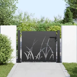 vidaXL Tuinpoort 110 x 105 cm Poedergecoat staal Zwart Vergrendelbaar