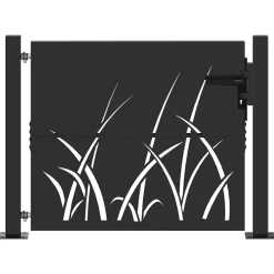 vidaXL Tuinpoort 110 x 105 cm Poedergecoat staal Zwart Vergrendelbaar