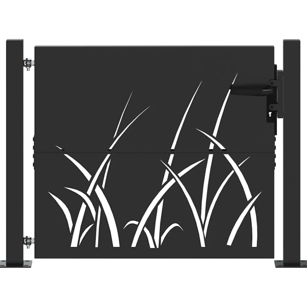 vidaXL Tuinpoort 110 x 105 cm Poedergecoat staal Zwart Vergrendelbaar