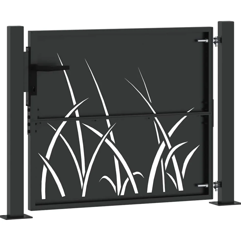 vidaXL Tuinpoort 110 x 105 cm Poedergecoat staal Zwart Vergrendelbaar