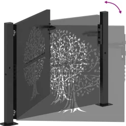 vidaXL Tuinpoort 110 x 105 cm Poedergecoat staal Zwart Vergrendelbaar