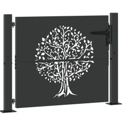 vidaXL Tuinpoort 110 x 105 cm Poedergecoat staal Zwart Vergrendelbaar