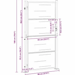 vidaXL Tuinpoort 85 x 174 cm Roestvrij staal zilver Vergrendelbaar