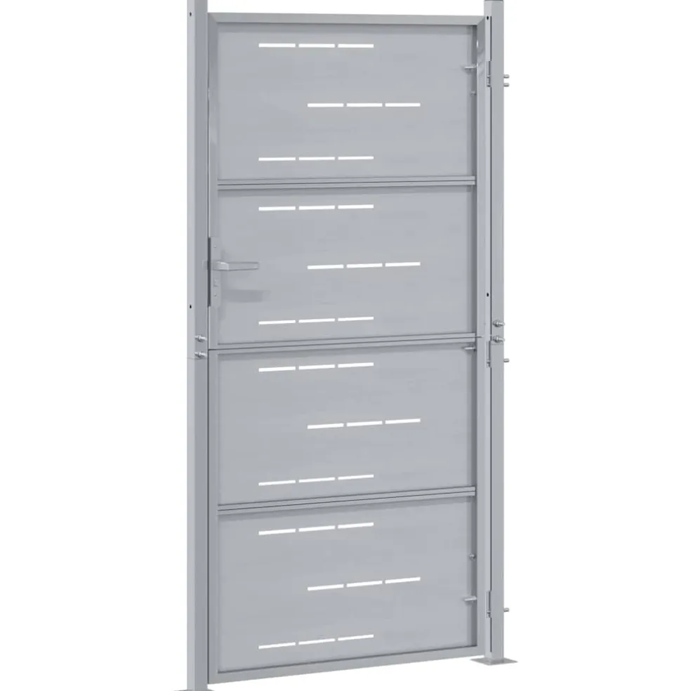 vidaXL Tuinpoort 85 x 174 cm Roestvrij staal zilver Vergrendelbaar