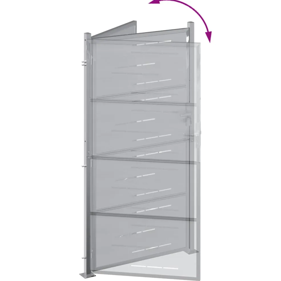 vidaXL Tuinpoort 85 x 174 cm Roestvrij staal zilver Vergrendelbaar