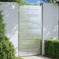 vidaXL Tuinpoort 85 x 174 cm Roestvrij staal Zilver Vergrendelbaar