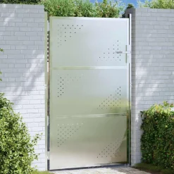 vidaXL Tuinpoort 85 x 120 cm Roestvrij staal zilver Vergrendelbaar