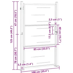 vidaXL Tuinpoort 85 x 120 cm Roestvrij staal zilver Vergrendelbaar