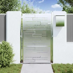 vidaXL Tuinpoort 85 x 144 cm Roestvrij staal zilver Vergrendelbaar