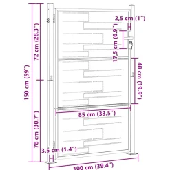 vidaXL Tuinpoort 85 x 144 cm Roestvrij staal zilver Vergrendelbaar