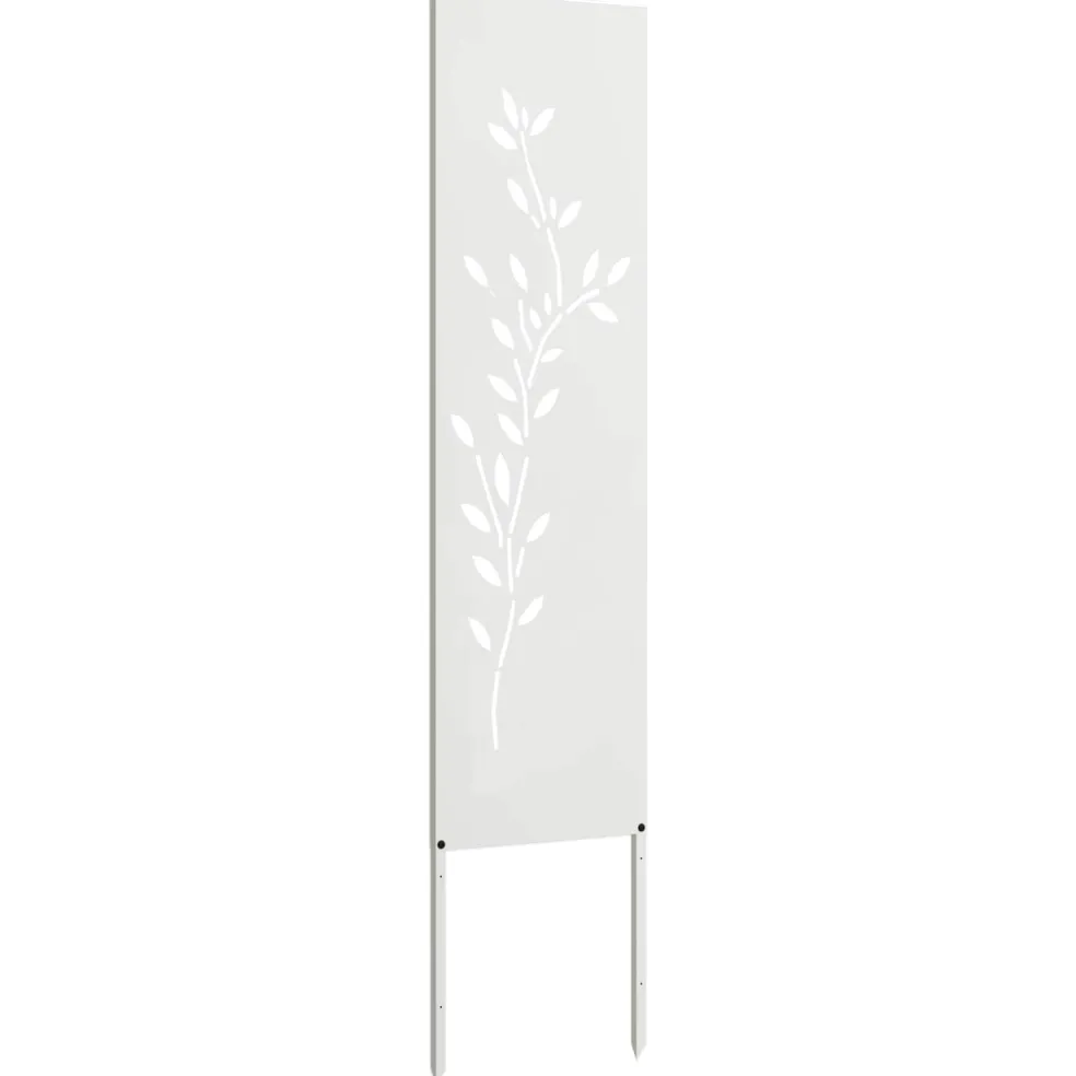vidaXL Tuin Privacy Screen Bloemen Wit 32 x 140 cm Koudgewalst staal