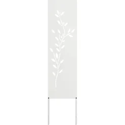 vidaXL Tuin Privacy Screen Bloemen Wit 32 x 140 cm Koudgewalst staal
