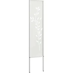 vidaXL Tuin Privacy Screen Bloemen Wit 32 x 140 cm Koudgewalst staal
