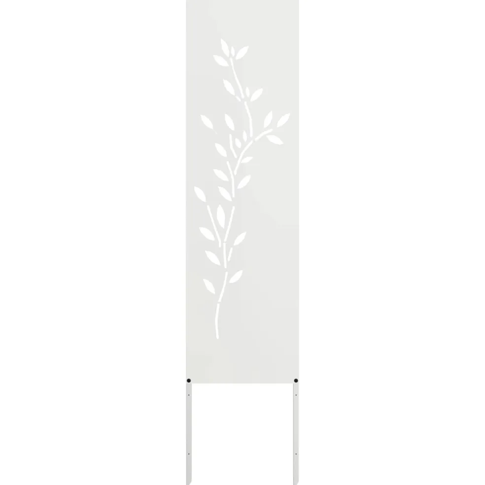 vidaXL Tuin Privacy Screen Bloemen Wit 32 x 140 cm Koudgewalst staal
