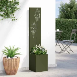 vidaXL Tuin Privacy Screen Bloemen Olijfgroen 32 x 32 x 150 cm