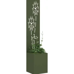 vidaXL Tuin Privacy Screen Bloemen Olijfgroen 32 x 32 x 150 cm