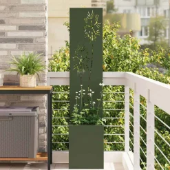 vidaXL Tuin Privacy Screen Bloemen Olijfgroen 32 x 32 x 150 cm