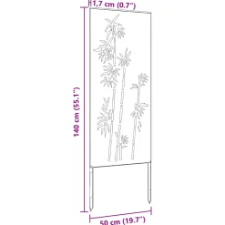 vidaXL Tuin Privacy Screen Bloemen Wit 32 x 140 cm Koudgewalst staal