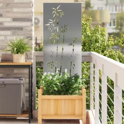 vidaXL Tuin Privacy Screen Bloemen Wit 32 x 140 cm Koudgewalst staal