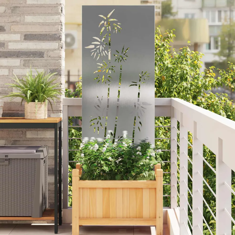 vidaXL Tuin Privacy Screen Bloemen Wit 32 x 140 cm Koudgewalst staal