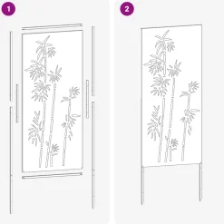 vidaXL Tuin Privacy Screen Bloemen Wit 32 x 140 cm Koudgewalst staal