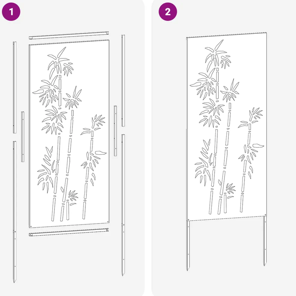 vidaXL Tuin Privacy Screen Bloemen Wit 32 x 140 cm Koudgewalst staal