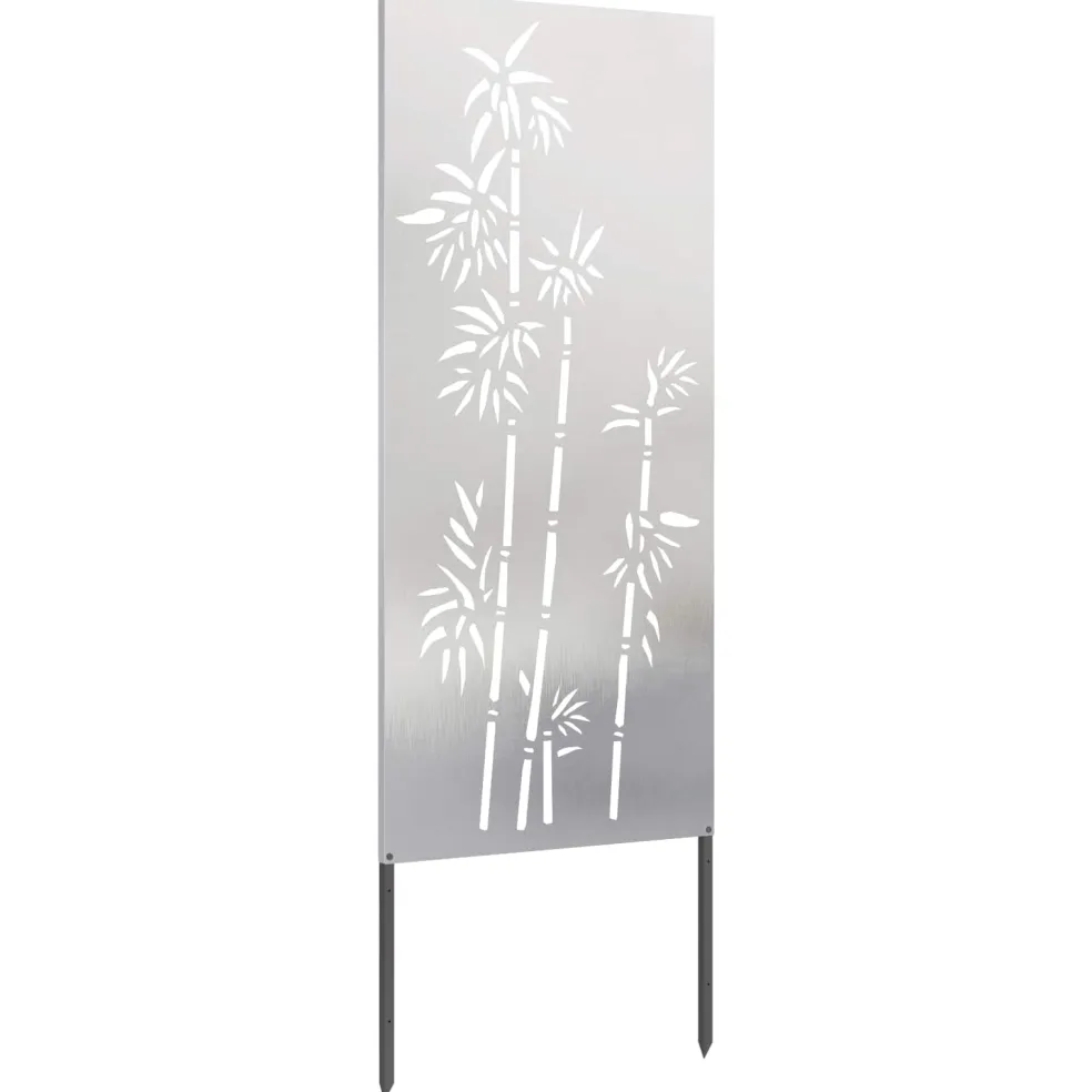 vidaXL Tuin Privacy Screen Bloemen Wit 32 x 140 cm Koudgewalst staal