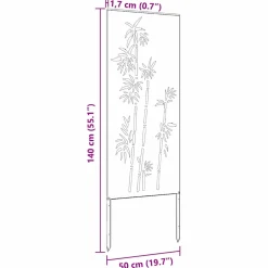 vidaXL Tuin Privacy Screen Bloemen Wit 32 x 140 cm Koudgewalst staal