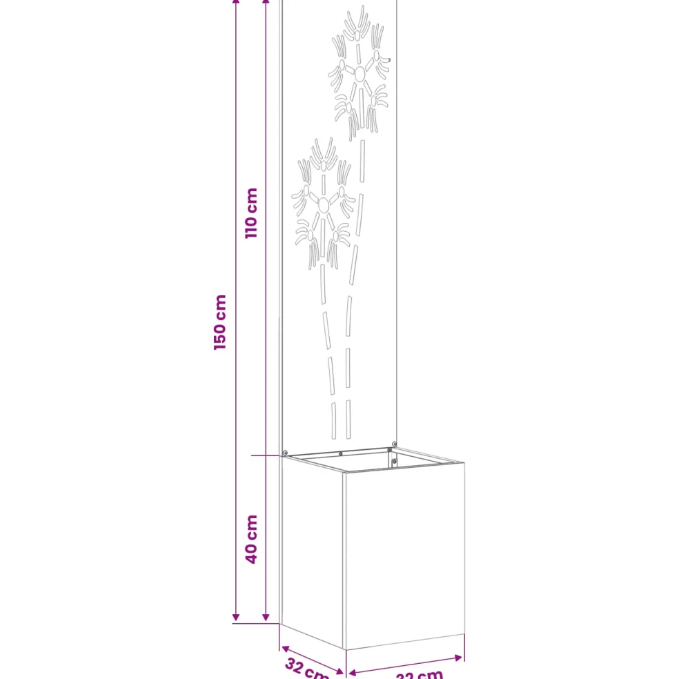 vidaXL Tuin Privacy Screen Bloemen Antraciet 32 x 32 x 150 cm