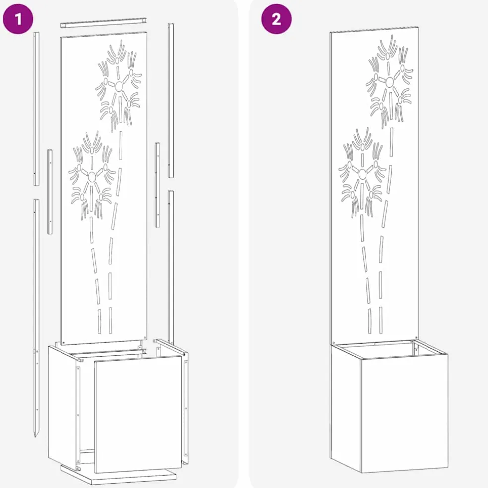 vidaXL Tuin Privacy Screen Bloemen Antraciet 32 x 32 x 150 cm