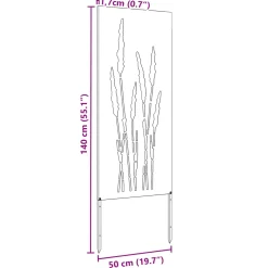 vidaXL Tuin Privacy Screen Bloemen Zilver 50 x 140 cm Roestvrij staal