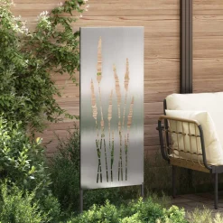 vidaXL Tuin Privacy Screen Bloemen Zilver 50 x 140 cm Roestvrij staal