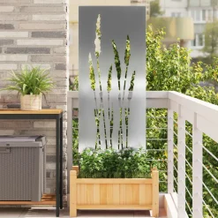 vidaXL Tuin Privacy Screen Bloemen Zilver 50 x 140 cm Roestvrij staal