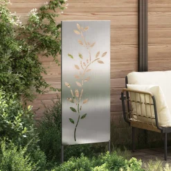 vidaXL Tuin Privacy Screen Bloemen Zilver 50 x 140 cm Roestvrij staal
