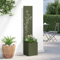 vidaXL Tuin Privacy Screen Bloemen Olijfgroen 32 x 32 x 150 cm