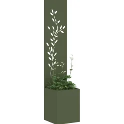 vidaXL Tuin Privacy Screen Bloemen Olijfgroen 32 x 32 x 150 cm